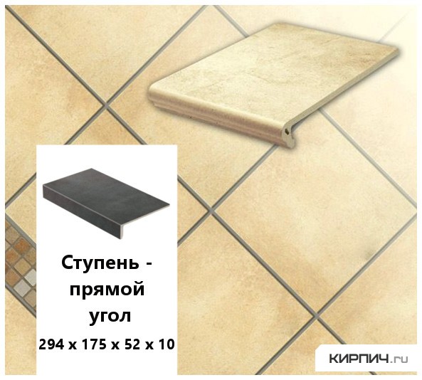 Изображение клинкерная ступень прямоугольная  stroeher keraplatte aera 722 paglio, 294x175x52x10 