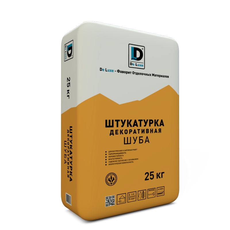 Изображение штукатурка декоративная "шуба" de luxe (зерно 2мм), 25 кг