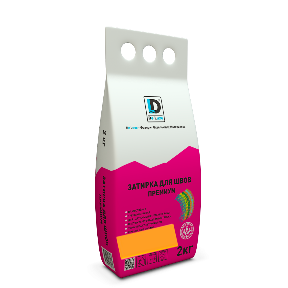 Затирка для межплиточных швов "Премиум" De Luxe персик, 2кг – 1