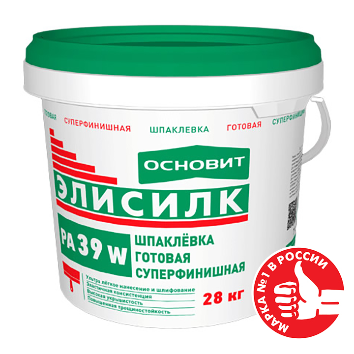 Изображение шпаклевка готовая суперфинишная элисилк pa39 w основит 28 кг 