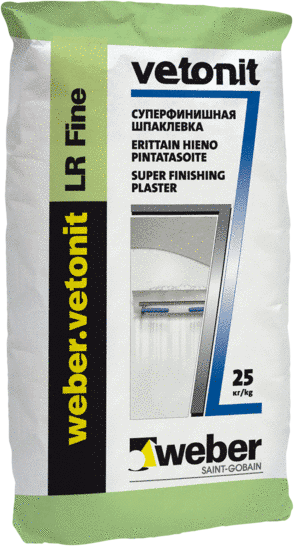Изображение шпатлёвка полимерная weber vetonit lr fine 25 кг