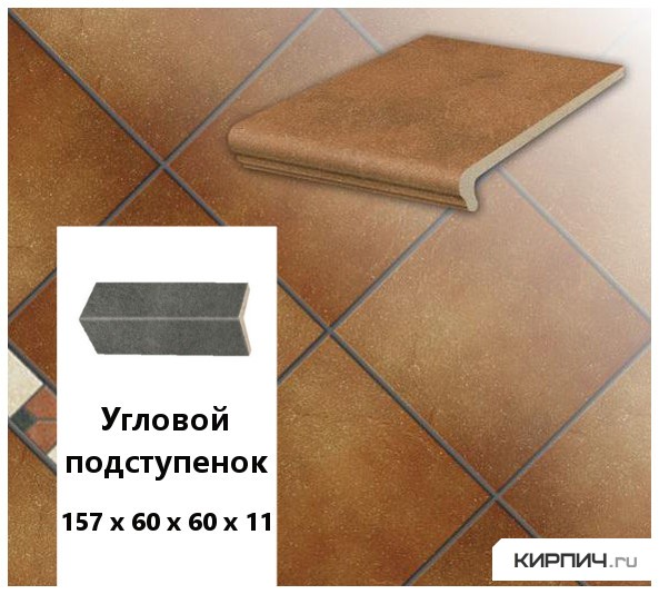 Изображение клинкерный угловой подступенок stroeher keraplatte roccia 841 rosso, 157х60х60х11 