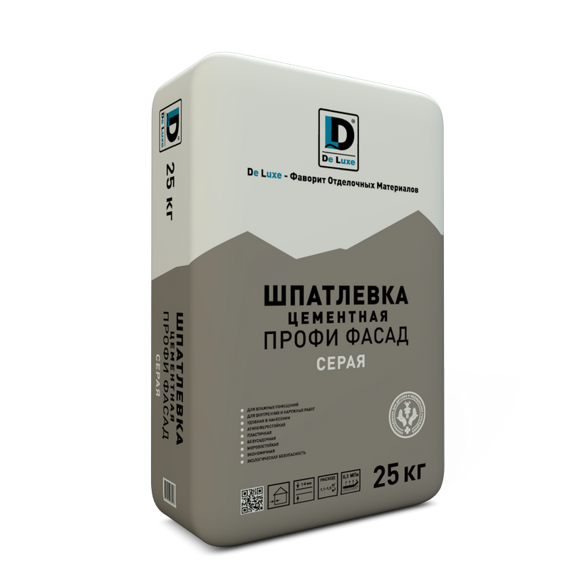 Изображение шпаклевка цементная "профи фасад" de luxe серая 25 кг