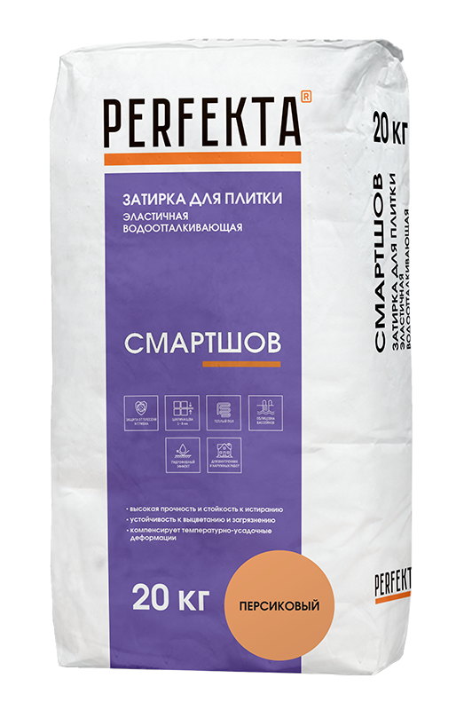 Изображение смартшов водоотталкивающая эластичная затирка perfekta персик 20 кг 