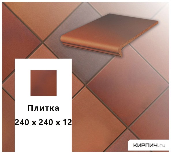 Изображение клинкерная напольная плитка  stroeher keraplatte terra 316 patrizierrot ofenbunt, 240х240х12 