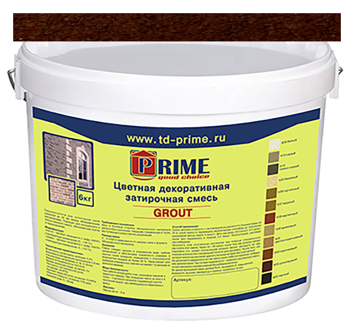 Изображение 6553 grout цветная затирка prime, шоколадный, 6 кг 