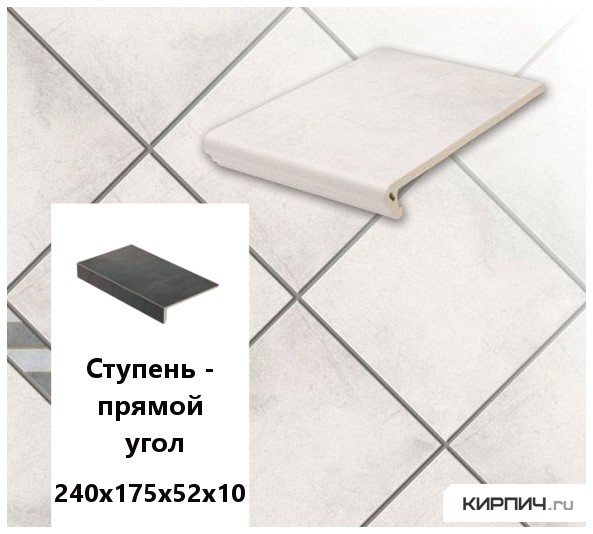 Изображение клинкерная ступень прямоугольная  stroeher keraplatte aera 720 baccar,  240х175х52х10 