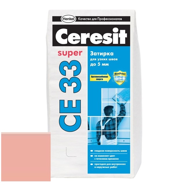 Изображение затирка для узких швов ceresit ce33 super №31 роса 2 кг