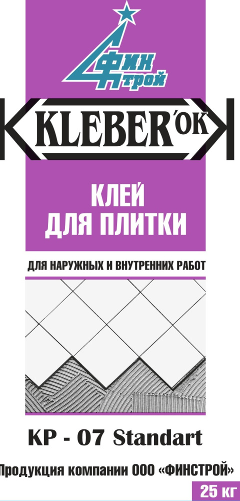 Изображение клей для плитки" kleberok" кр -07 standart (пмд -10 с) 25кг