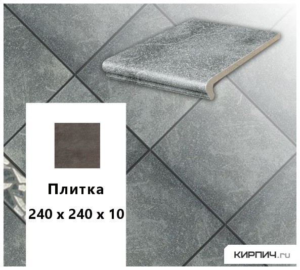 Изображение клинкерная напольная плитка  stroeher keraplatte roccia 840 grigio, 240х240х10