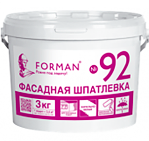 Изображение шпатлевка готовая для фасадных работ forman 92 белая, 3 кг