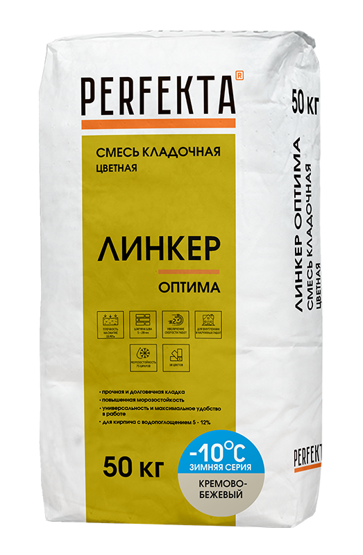Изображение линкер оптима цветной кладочный раствор perfekta кремово-бежевый зима 50 кг 