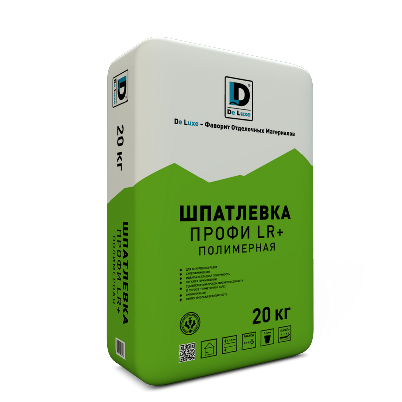 Изображение шпаклевка полимерная "профи lr+" de luxe супербелая 20 кг