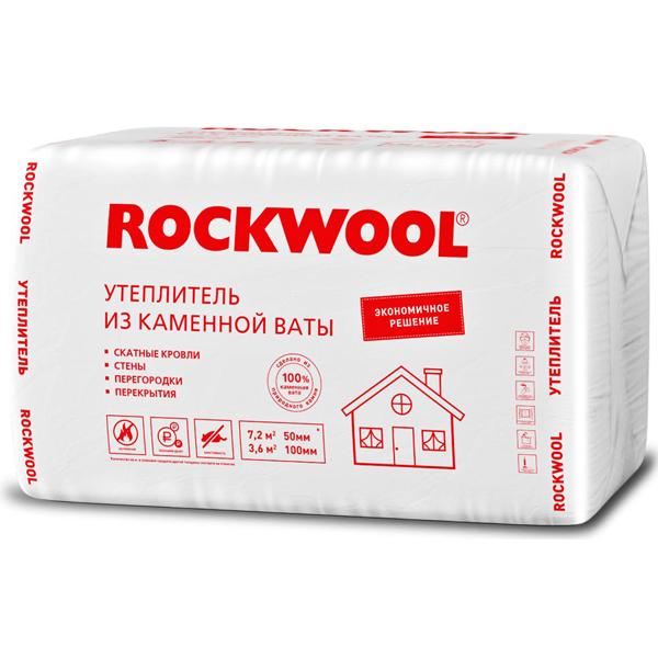 Изображение минераловатная плтита rockwool эконом 1000х600х50 мм