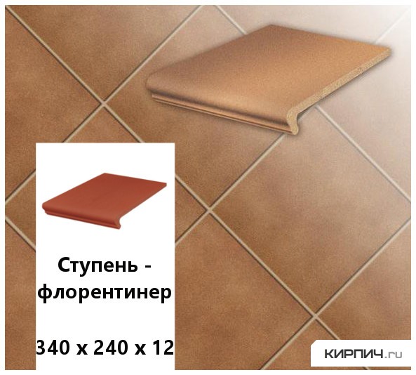 Изображение клинкерная ступень-флорентинер stroeher keraplatte duro 804 bossa, 340х240х12 