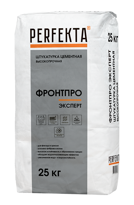 Изображение штукатурка высокопрочная цементная perfekta фронтпро эксперт 25 кг 