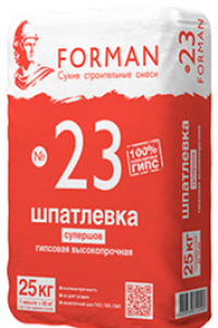 Изображение шпатлевка гипсовая высокопрочная супершов forman 23 белая, 25 кг