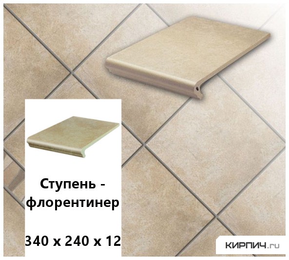 Изображение клинкерная ступень-флорентинер stroeher keraplatte aera 725 faveo, 340х240х12 