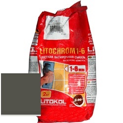 Изображение затирка цементная litokol litochrom 1-6 c.470 черная 2 кг