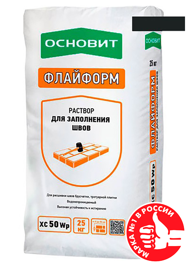 Изображение хс50 wp раствор для заполнения швов брусчатки и камня основит флайформ графит 023, 25 кг