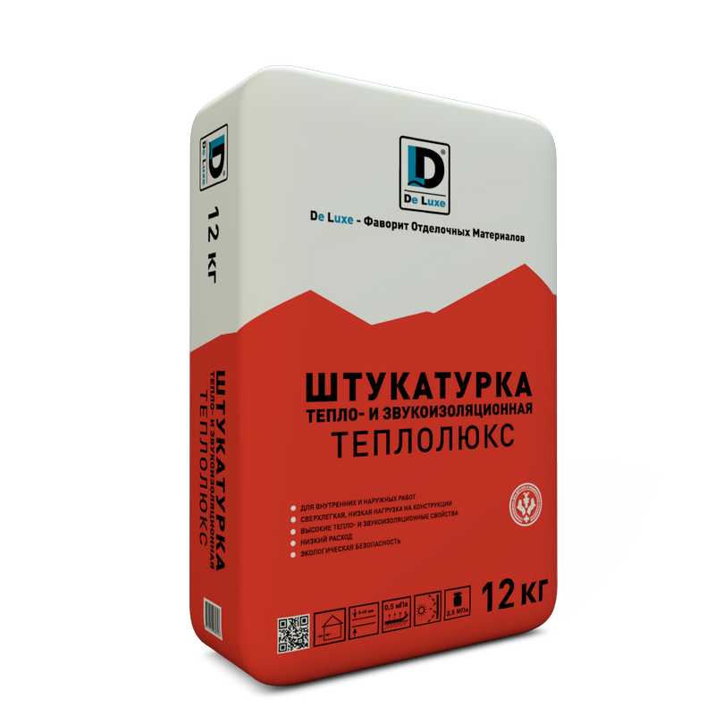 Изображение штукатурка тепло- и звукоизоляционная de luxe "теплолюкс" серый 12 кг
