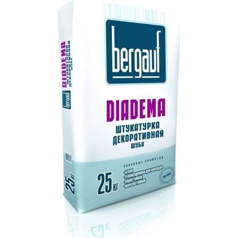Изображение штукатурка цементная декоративная bergauf diadema 2,5-3 мм шуба 25 кг