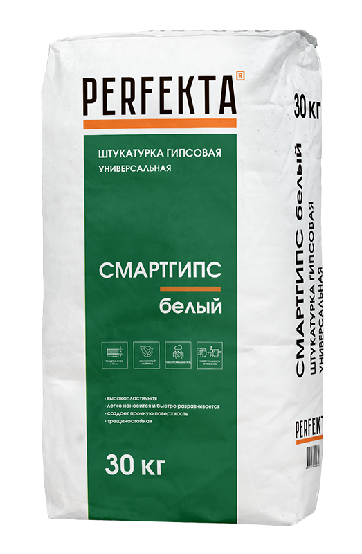Изображение штукатурка гипсовая смартгипс perfekta белый 30 кг 
