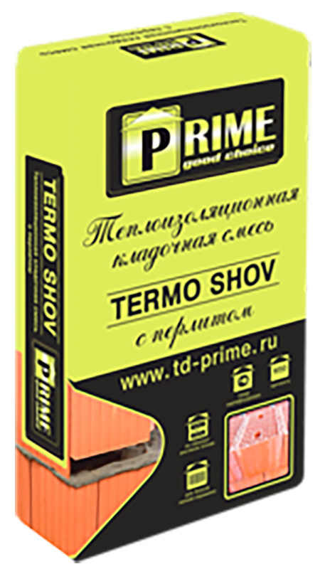 Изображение 6135 termo shov теплоизоляционный кладочный раствор зима,  20  кг/меш, prime / россия