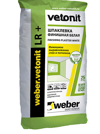Изображение шпаклевка финишная полимерная weber vetonit lr+ белая 22 кг