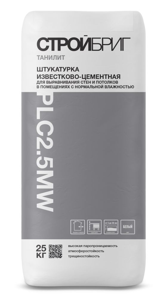 Штукатурка цементно-известковая Стройбриг Танилит PLC 2.5 MW 25 кг – 1