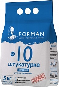 Изображение штукатурка гипсовая ручного нанесения forman №10 белый 5 кг 