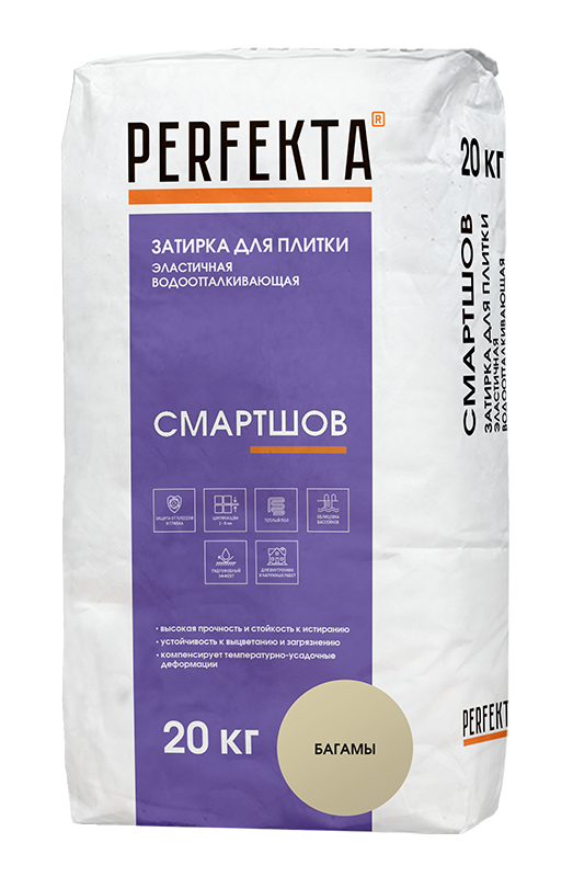 Изображение смартшов водоотталкивающая эластичная затирка perfekta багамы 20 кг 