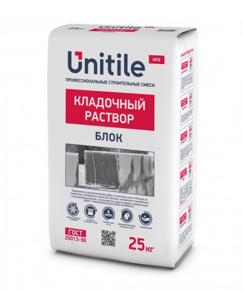 Изображение кладочный раствор блок unitile 25 кг зима