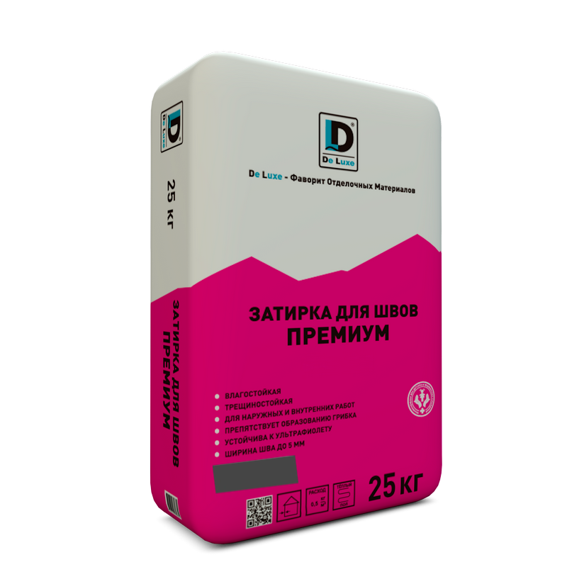 Изображение затирка для межплиточных швов "премиум" de luxe графит, 25кг
