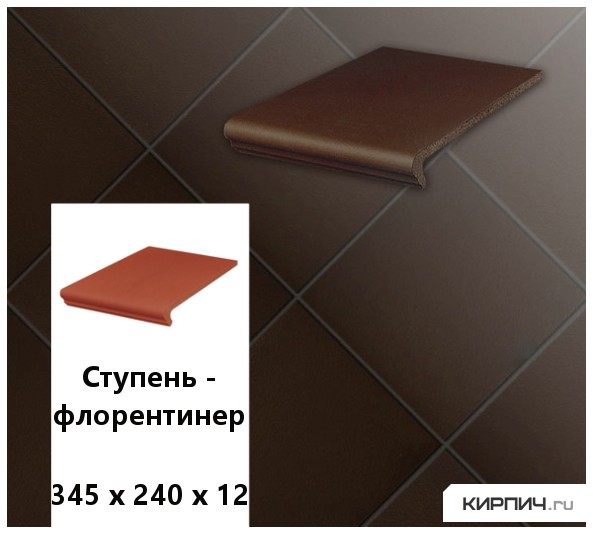 Изображение клинкерная ступень-флорентинер stroeher keraplatte terra 210 braun 345х240х12 