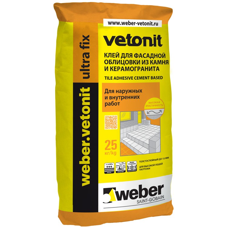 Плиточный клей Weber Vetonit Ultra Fix серый 25 кг – 1