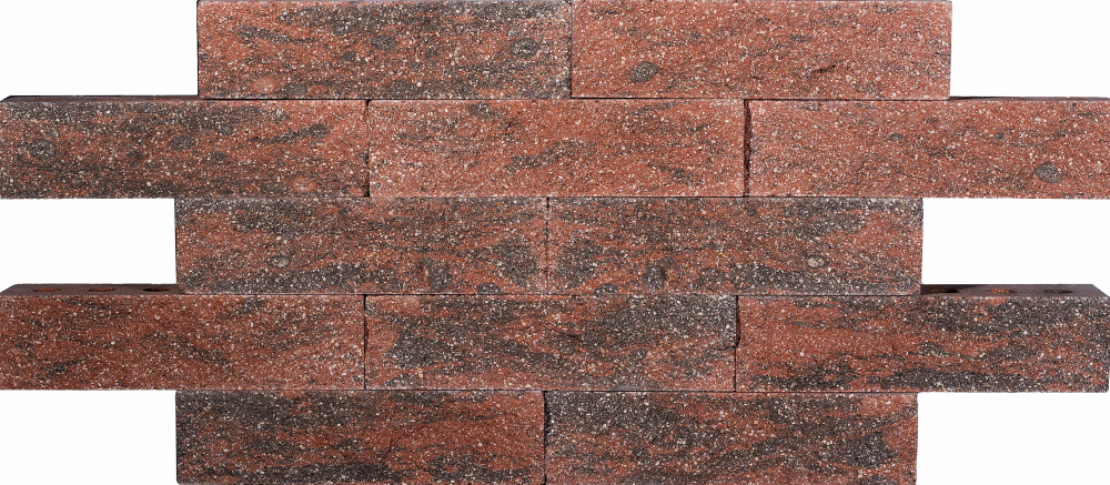 Кирпич гиперпрессованный брусок Красный Берилл рустированный ложок СПК – 1