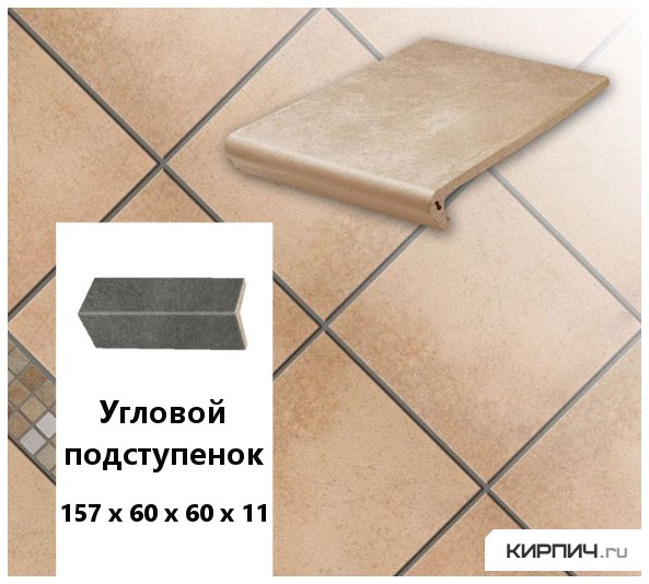 Изображение клинкерный угловой подступенок stroeher keraplatte aera 750 rubeo, 157х60х60х11 