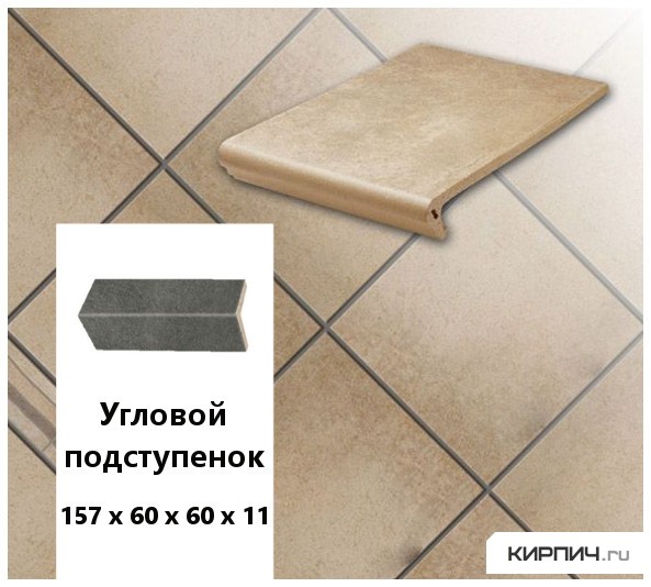 Изображение клинкерный угловой подступенок stroeher keraplatte aera 730 beseno, 157х60х60х11 