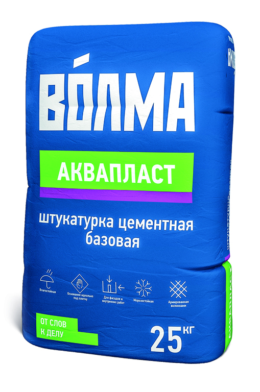 Изображение штукатурка цементная волма базовая аквапласт серый 25 кг