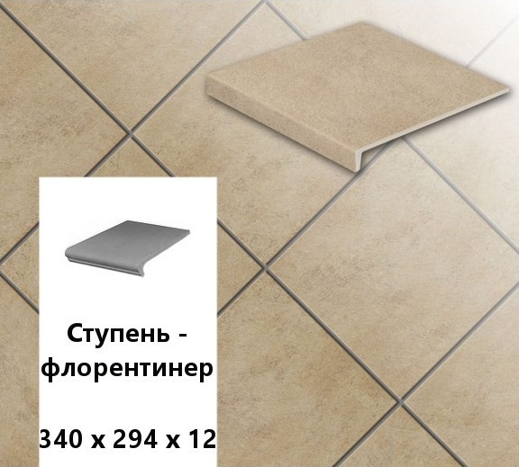 Изображение клинкерная ступень-флорентинер stroeher keraplatte asar 635 gari, 340х294х12 