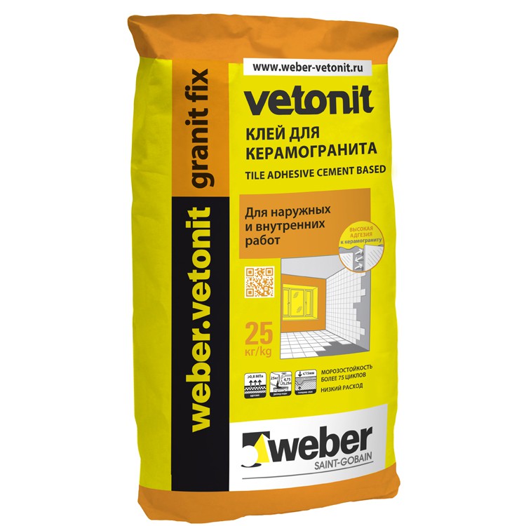 Изображение плиточный клей weber vetonit granit fix 25 кг