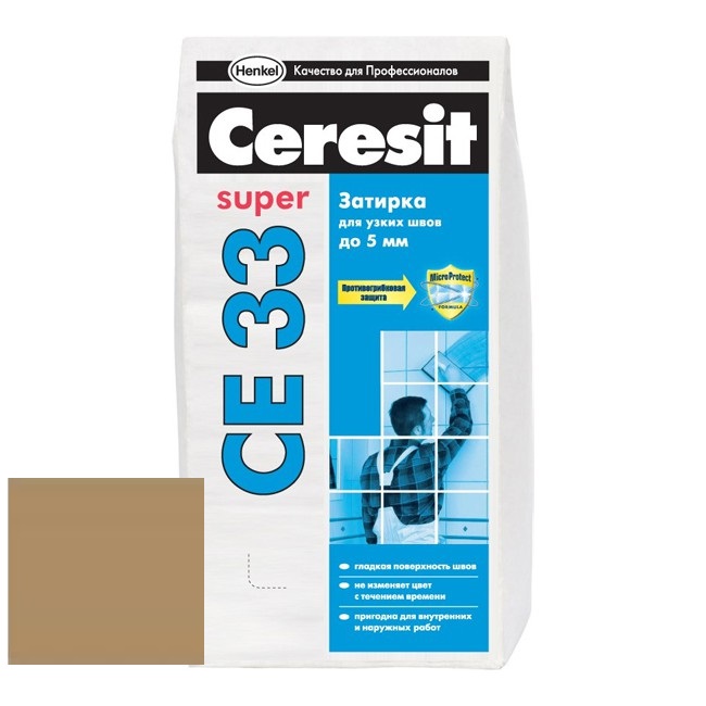 Изображение затирка для узких швов ceresit ce33 super №46 карамель 2 кг