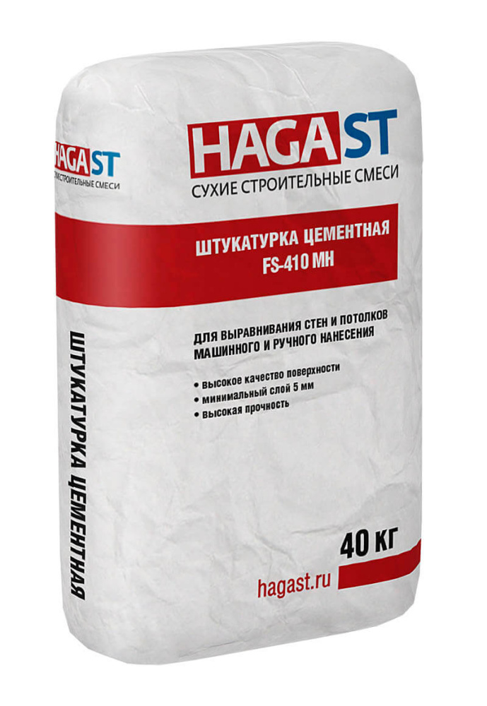 Изображение штукатурка цементная универсальная hagast fs-410/40 (40 кг) мн зимняя