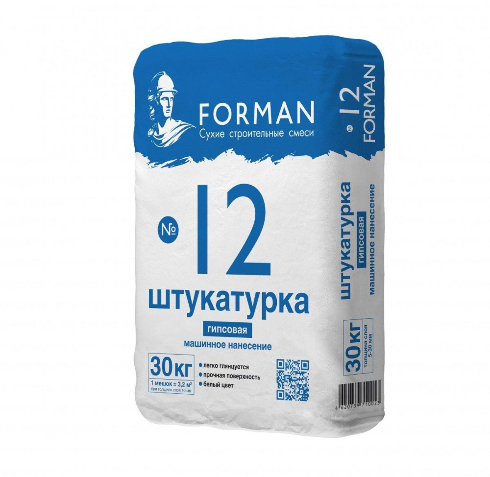 Штукатурка гипсовая  машинного нанесения FORMAN № 12 белый 30 кг  – 1