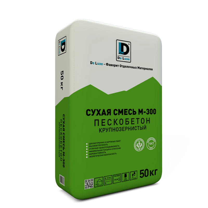 Пескобетон Крупнозернистый DE LUXE М-300 50 кг (по 40 шт)  – 1