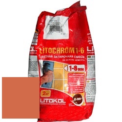 Изображение затирка цементная litokol litochrom 1-6 c.490 коралл 2 кг