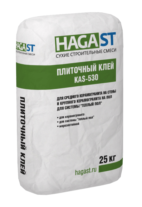 Изображение плиточный клей для керамической плитки, керамогранита и камня hagast kas-530 зимний (25 кг)