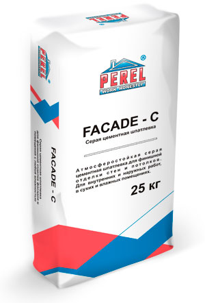 Изображение 0650 facade-c серая шпаклевка цементная perel, 25 кг