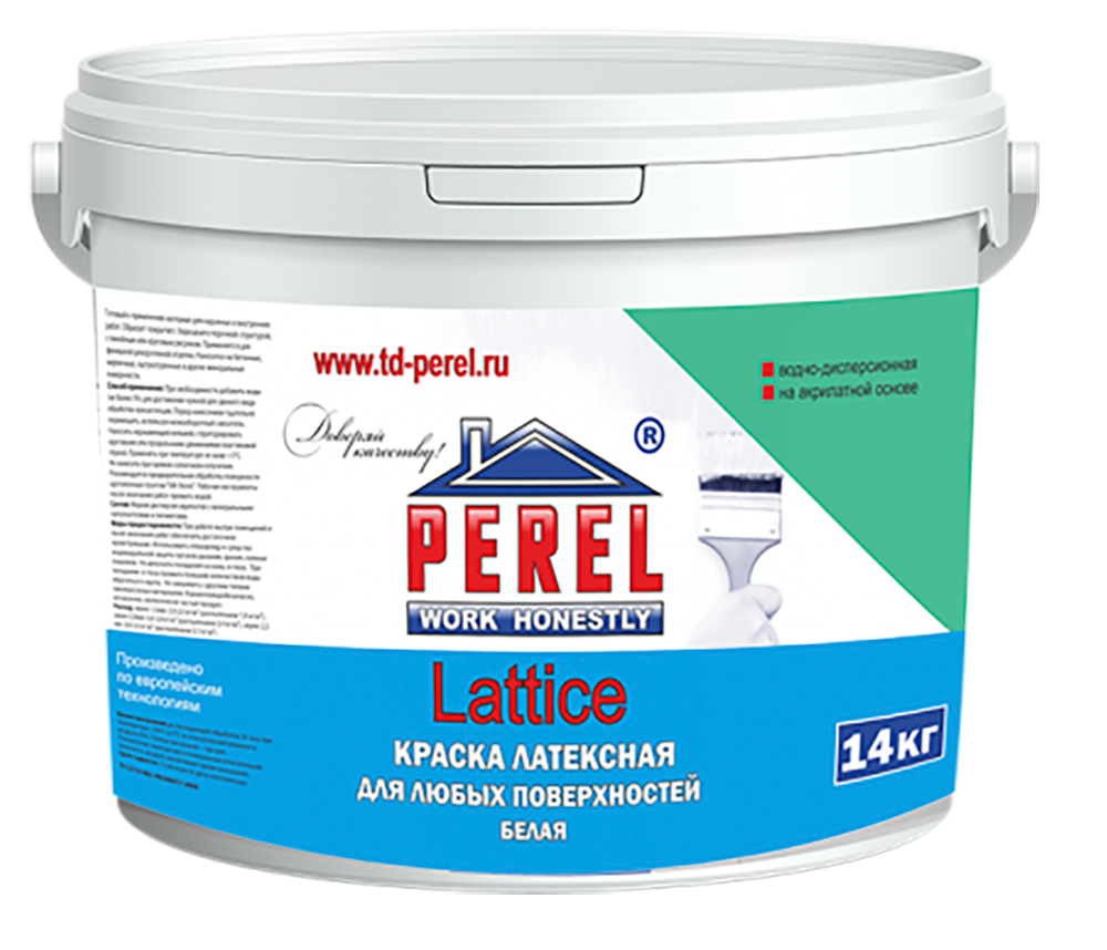 Краска высококачественная фасадная латексная Perel Lattice, 14кг – 1